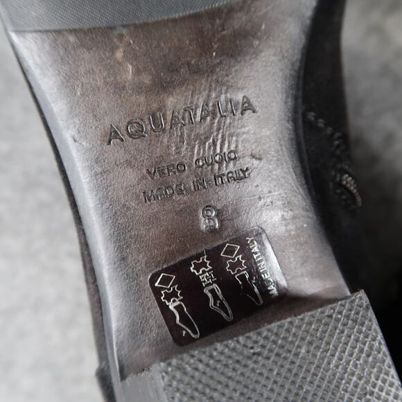 Aquatalia Shoes Womens 8 Booties Franca Ankle Boot Leather Almond Toe Black Zip - Picture 13 of 15